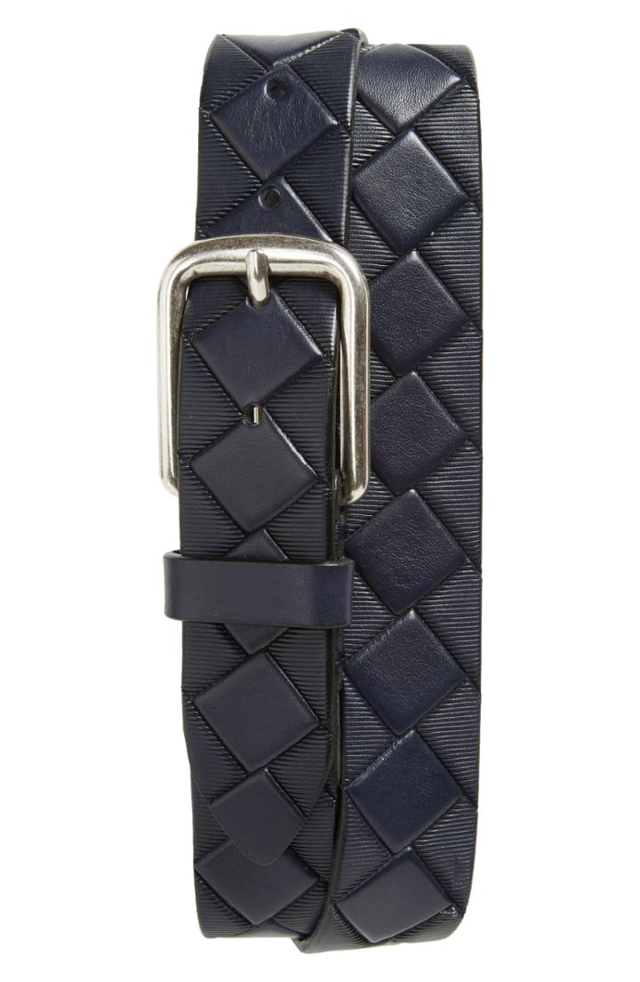 Men's Johnston & Murphy Basketweave Leather Belt