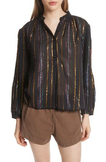 Women's Apiece Apart Papyrus Metallic Stripe Top - Black