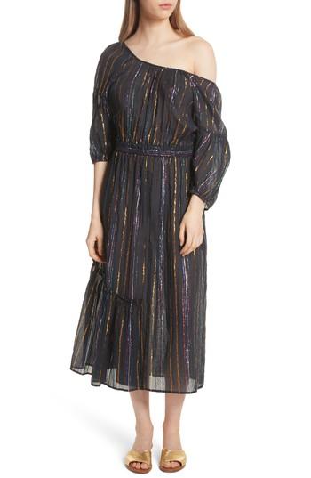 Women's Apiece Apart Camellia Stripe One Shoulder Dress - Black