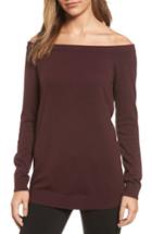 Women's Halogen Cotton Blend Off The Shoulder Sweater - Burgundy