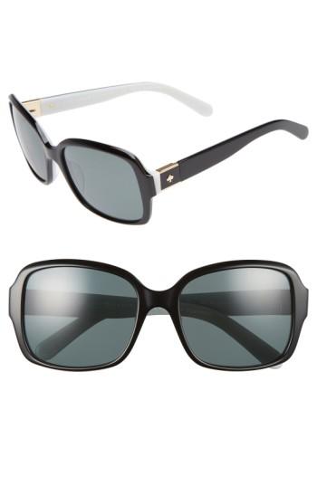 Women's Kate Spade New York Annor 54mm Polarized Sunglasses - Black/ White