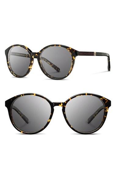 Women's Shwood 'bailey' 53mm Round Sunglasses - Dark Speckle/ Ebony/ Grey