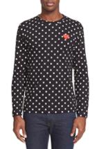 Men's Comme Des Garcons Play Dot Print Long Sleeve Crewneck T-shirt - Black