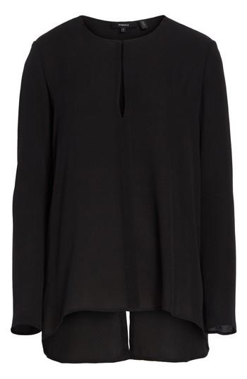 Women's Theory Slit Front Silk Georgette Blouse - Black