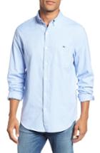 Men's Vineyard Vines Garment Dyed Oxford Slim Stretch Tucker Sport Shirt, Size - Blue