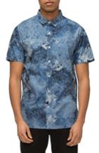 Men's Tavik 'porter' Print Poplin Short Sleeve Woven Shirt - Blue