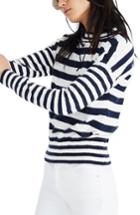 Women's Madewell Stripe Mock Neck Sweater, Size - Blue
