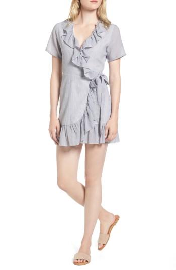 Women's Sincerely Jules Stripe Ruffle Wrap Dress, Size - Blue