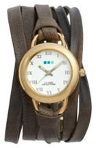 Women's La Mer Collections Slate Saturn Leather Strap Wrap Watch, 25mm