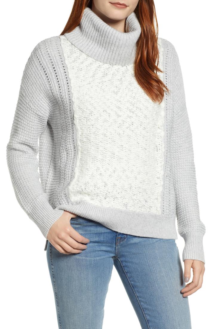 Women's Caslon Cowl Neck Boucle Sweater - Grey