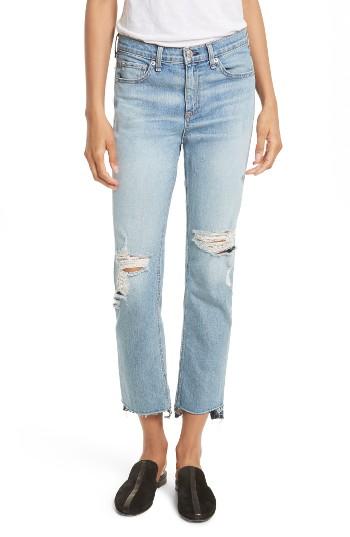 Women's Rag & Bone/jean High Waist Step Hem Stove Pipe Jeans - Blue