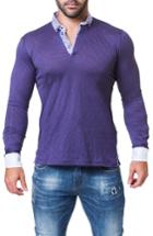 Men's Maceoo Newton Trim Fit Long Sleeve Polo (s) - Purple
