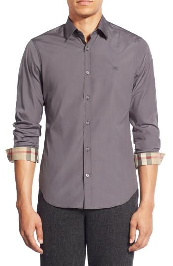 Men's Burberry Cambridge Aboyd Sport Shirt, Size - Grey