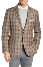 Men's Jb Britches Classic Fit Plaid Wool Sport Coat S - Beige