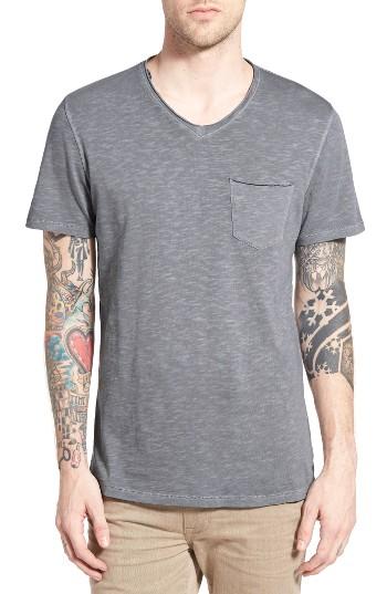 Men's Treasure & Bond Trim Fit Slub V-neck Pocket T-shirt, Size - Grey