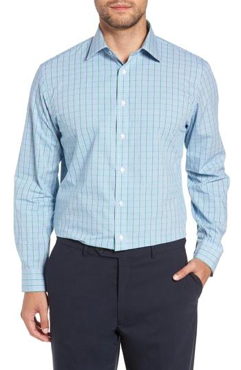 Men's Nordstrom Men's Shop Tech-smart Traditional Fit Check Dress Shirt .5 32/33 - Green