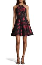 Women's Xscape Halter Neck Brocade Fit And Flare Party Dress