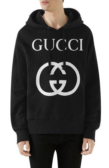 Men's Gucci New Logo Cotton Hoodie - Black