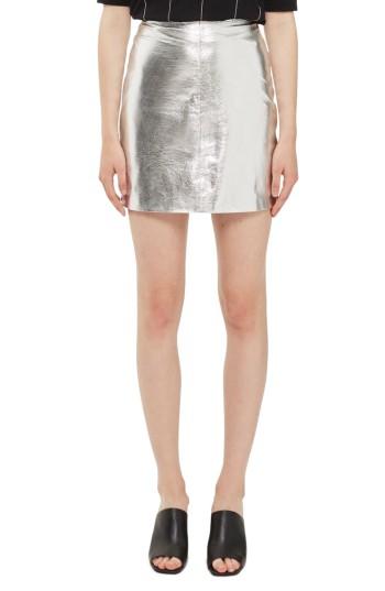 Women's Topshop Boutique Metallic Leather Miniskirt Us (fits Like 0-2) - Metallic
