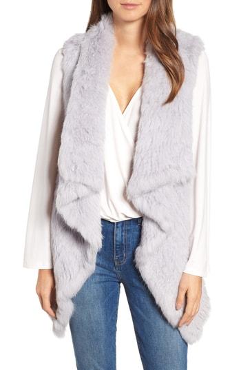 Women's Love Token Long Drape Genuine Rabbit Fur Vest - Purple
