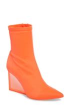 Women's Jeffrey Campbell Siren Clear Wedge Sock Bootie M - Orange