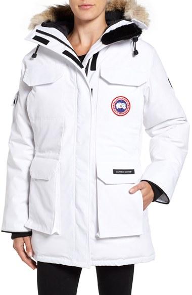 Women's Canada Goose 'expedition' Relaxed Fit Down Parka With Genuine Coyote Fur - White
