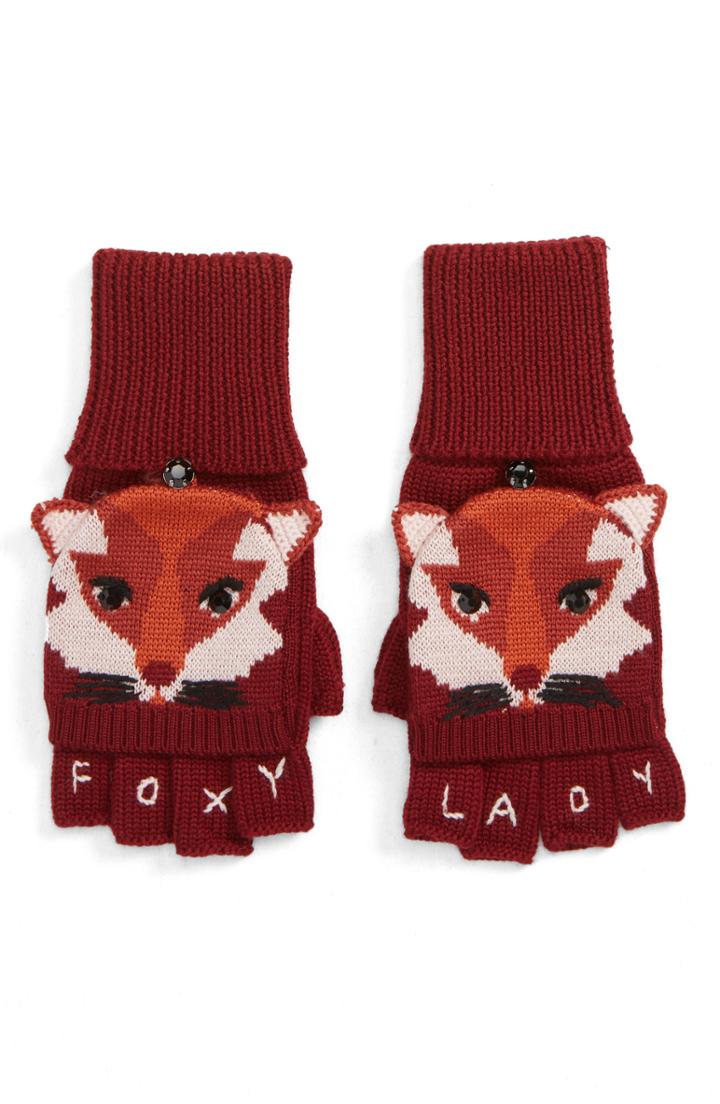 Women's Kate Spade New York Foxy Convertible Mittens