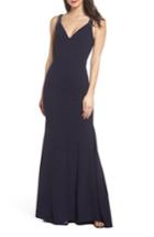 Women's Lulus Embellished Strap Trumpet Gown - Blue