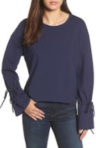 Women's Halogen Cinch Cuff Sweatshirt, Size - Blue