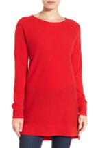 Women's Halogen High/low Wool & Cashmere Tunic Sweater, Size - Red