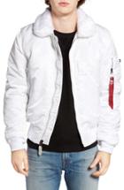 Men's Alpha Industries B-15 Removable Faux Fur Collar Flight Jacket - White