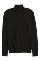 Men's French Connection Stretch Cotton Quarter Zip Sweater - Black