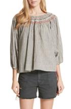 Women's The Great. The Vista Cotton & Linen Top - Blue