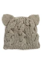 Women's Nirvanna Designs Cable Knit Kitty Beanie - White