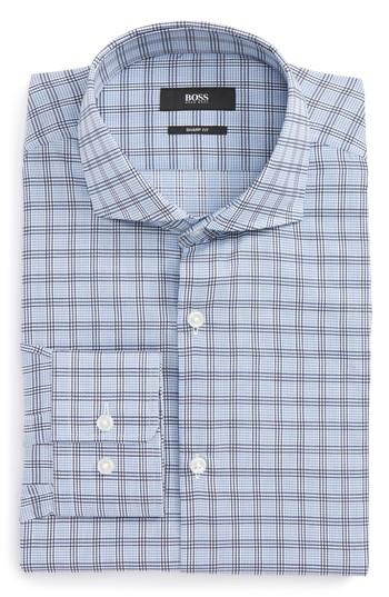 Men's Boss Mark Sharp Fit Check Dress Shirt .5l - Blue