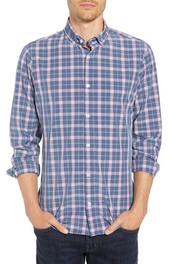 Men's Mizzen+main Hawkins Slim Fit Plaid Performance Sport Shirt - Blue