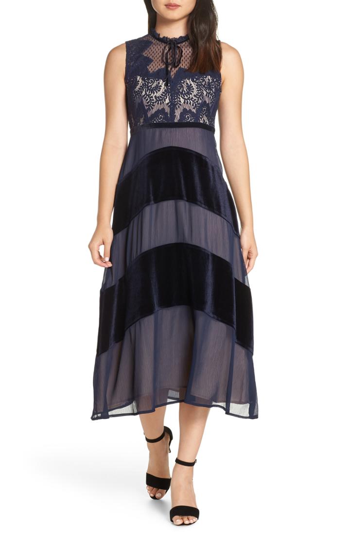 Women's Foxiedox Hana Velvet Midi Dress - Blue