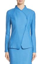 Women's St. John Collection Hannah Knit Stand Collar Jacket - Blue