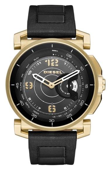 Men's Diesel Hybrid Leather Strap Watch, 47mm