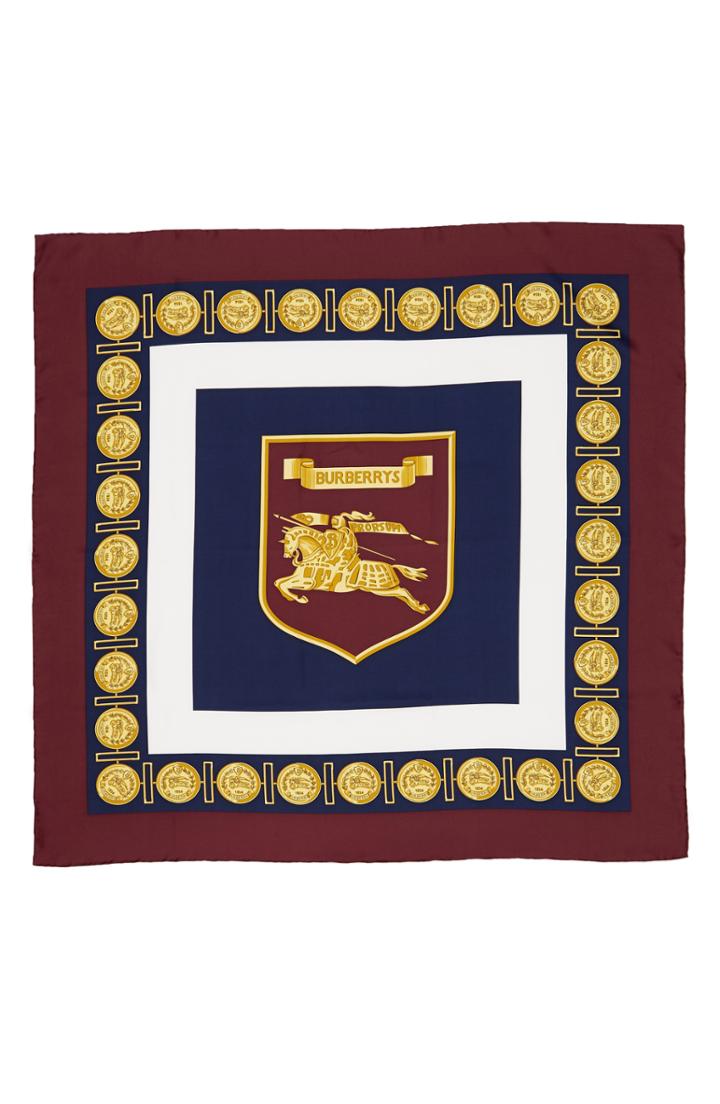Women's Burberry Archive Print Square Silk Scarf, Size - Burgundy