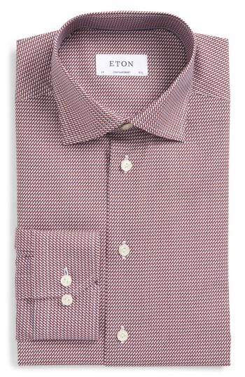 Men's Eton Contemporary Fit Geometric Dress Shirt - Red