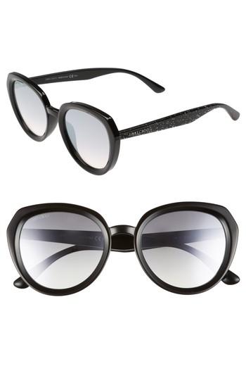 Women's Jimmy Choo Maces 53mm Oversize Sunglasses - Black Glitter