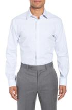 Men's Nordstrom Men's Shop Tech-smart Trim Fit Stripe Stretch Dress Shirt .5 32/33 - Blue