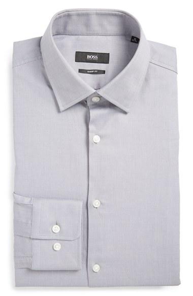 Men's Boss Sharp Fit Solid Dress Shirt L - Grey