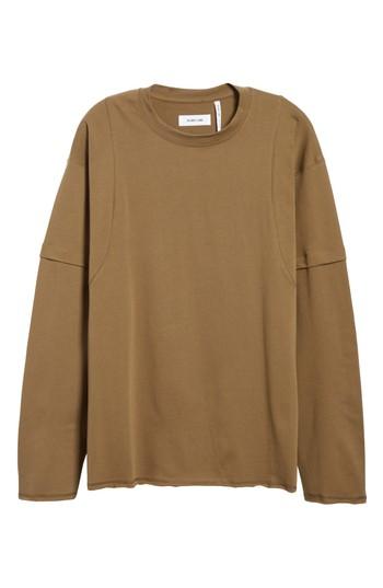 Men's Helmut Lang Waffle Knit Long Sleeve T-shirt, Size - Green