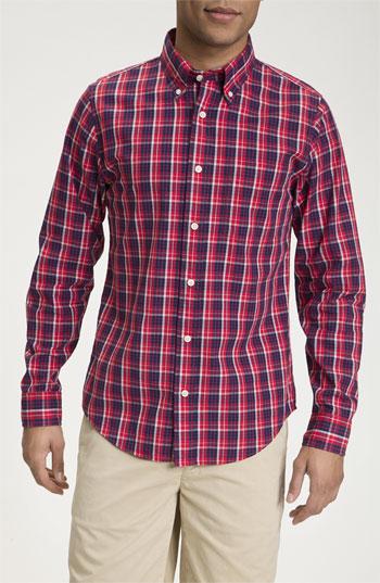 Jack Spade 'adler' Plaid Woven Shirt Red/ Blue Plaid Medium
