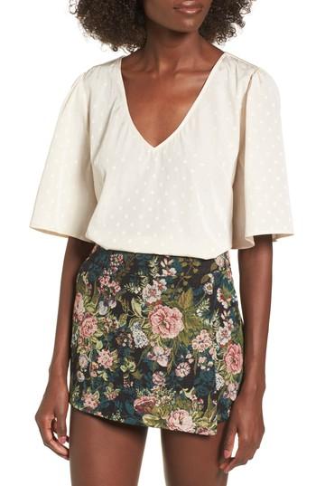 Women's Leith V Neck Top - Beige