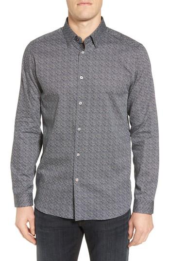 Men's Ted Baker London Lorrie Geo Print Sport Shirt (s) - Blue