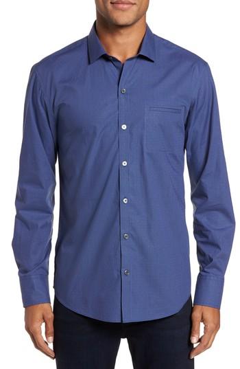 Men's Zachary Prell Galileo Dobby Microcheck Sport Shirt, Size - Blue