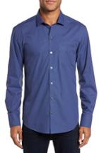 Men's Zachary Prell Galileo Dobby Microcheck Sport Shirt, Size - Blue